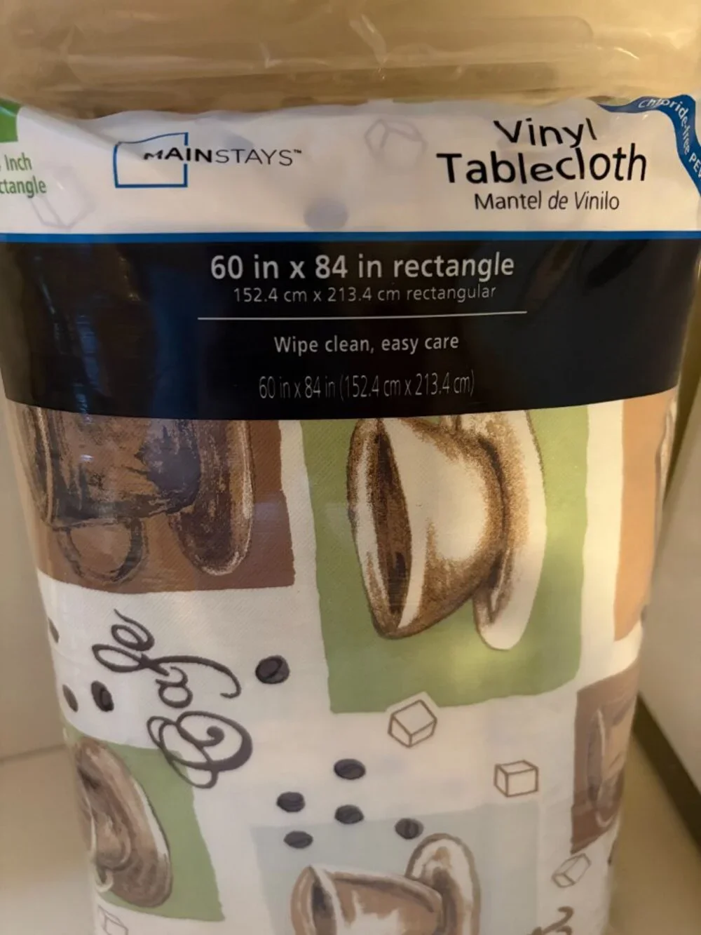 MAINSTAYS VINYL RECTANGLE TABLECLOTH - 60X84 (BRAND NEW)